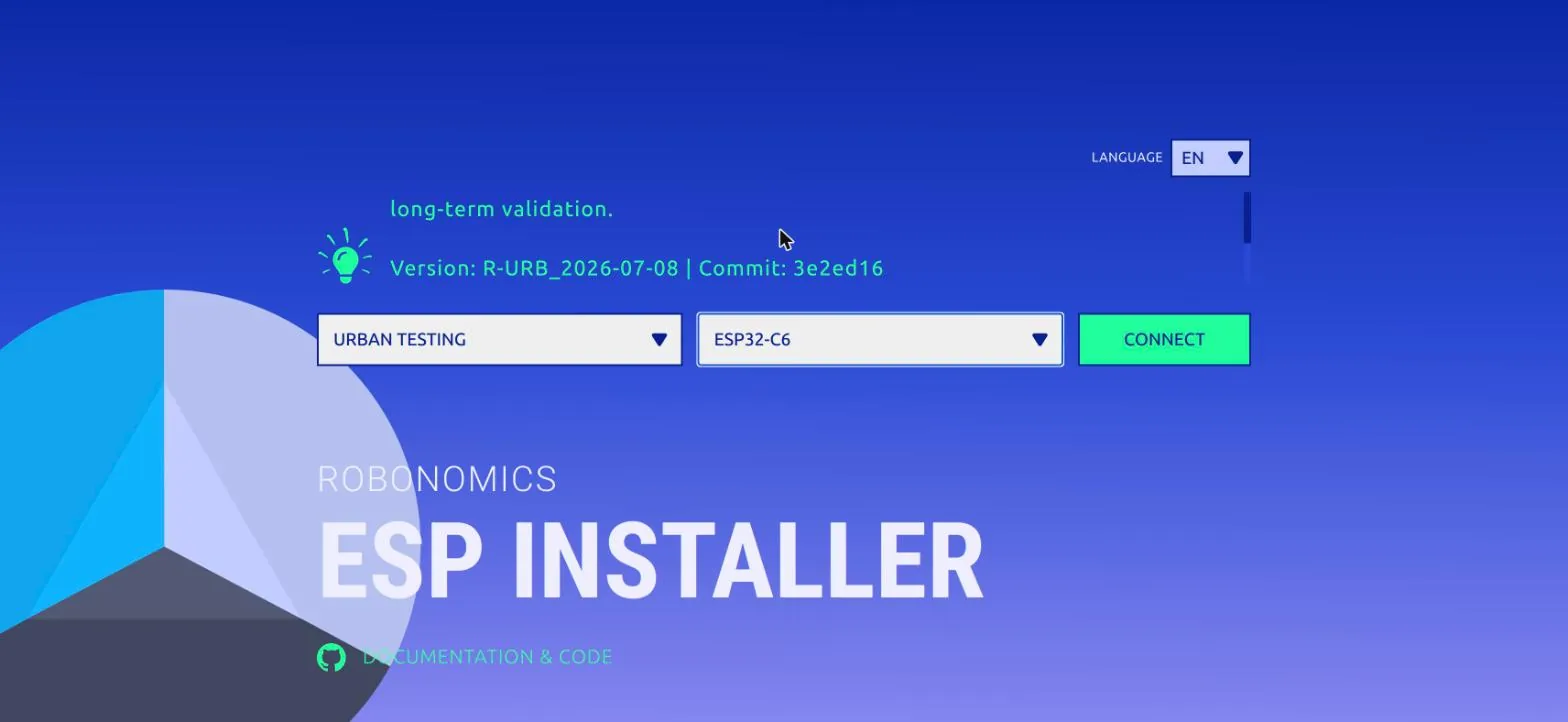 The Robonomics ESP Installer with Urban Testing and ESP32-C6 selected