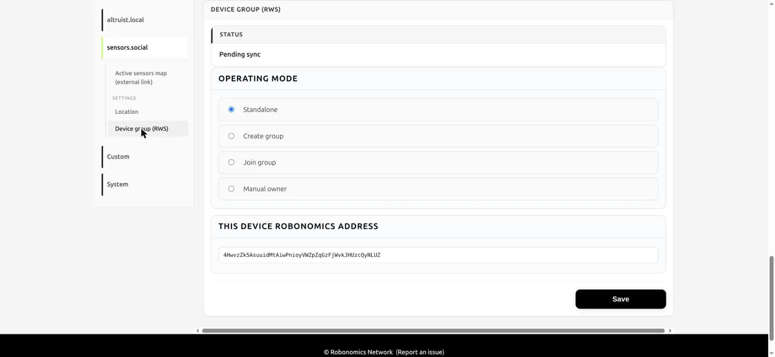 Device group and operating mode