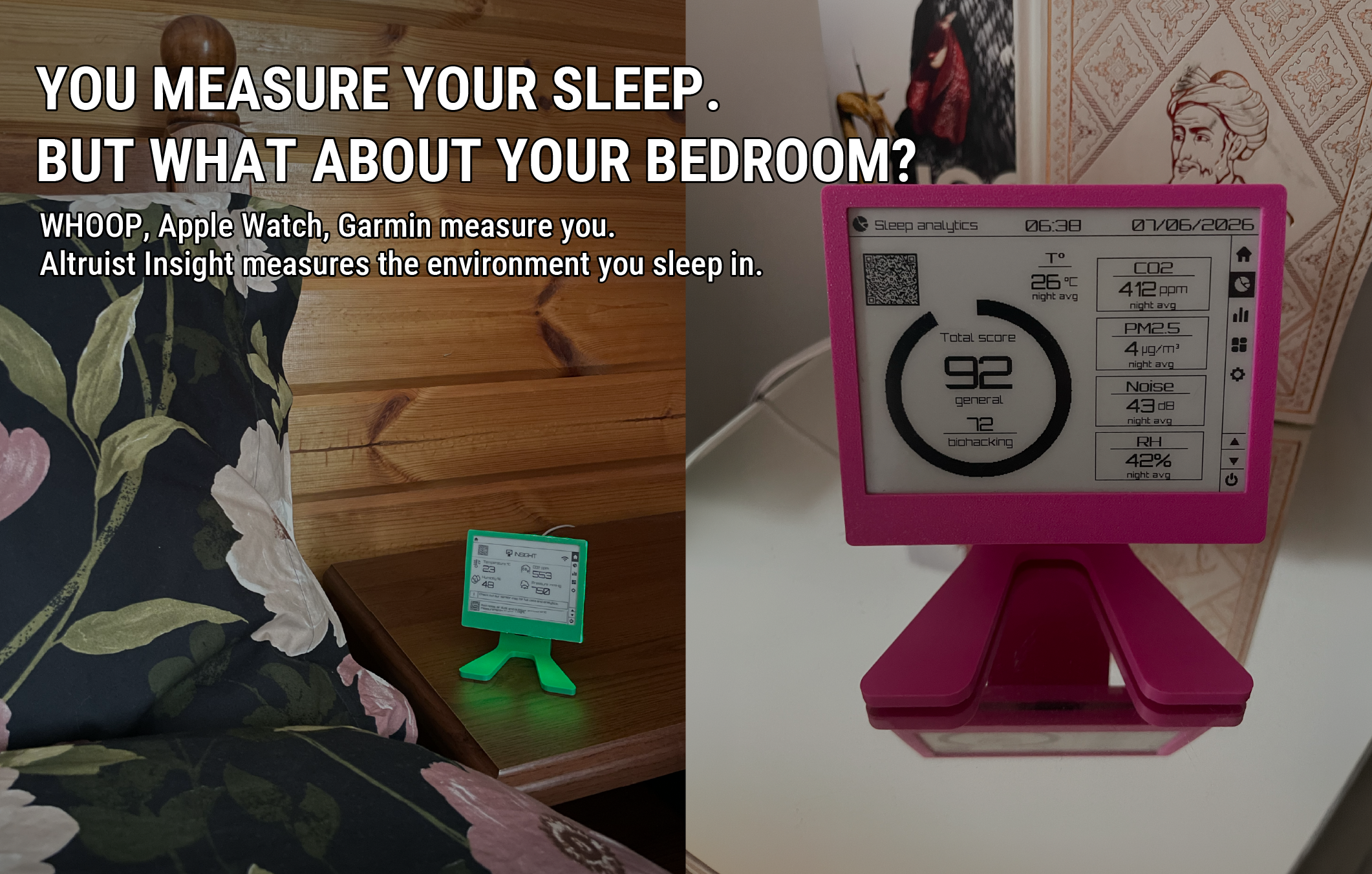 Altruist Insight sleep analytics in the bedroom