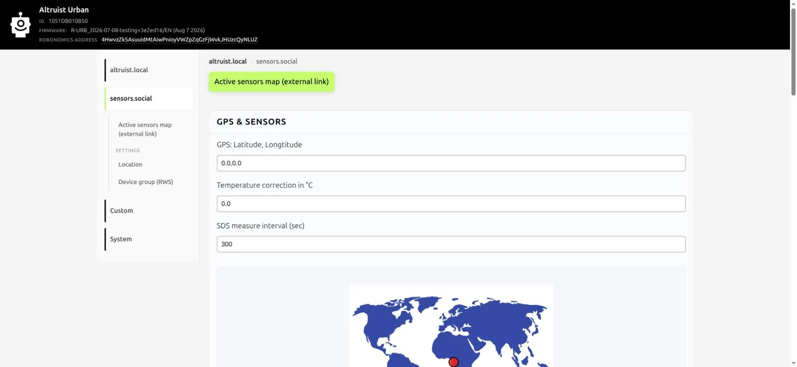 The location screen with the world map preview